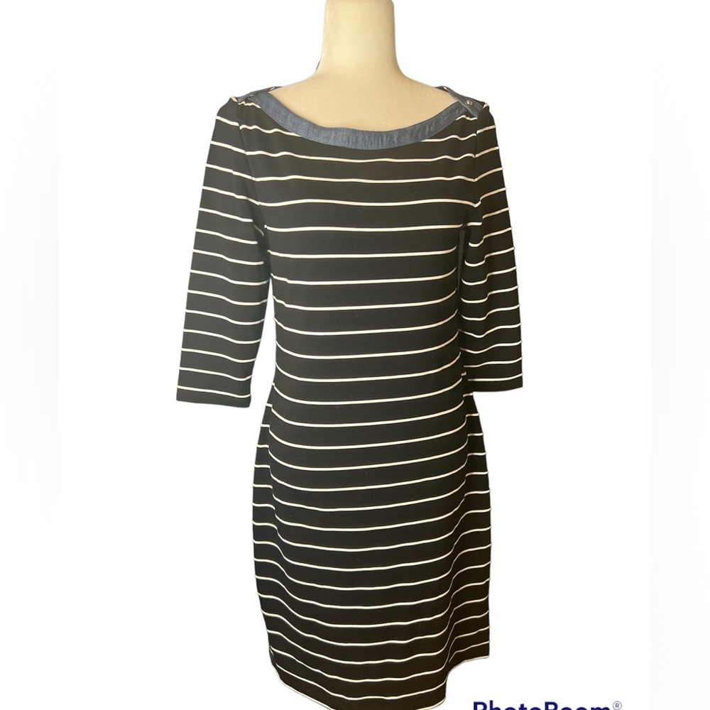 NWT Tommy Hilfiger Black & White Striped Breton Dress size Medium